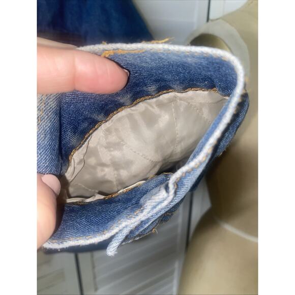 North 40 Men's Sherpa Lined Jacket Men's Blue Button Up Denim Trucker Sz Large - Picture 8 of 11